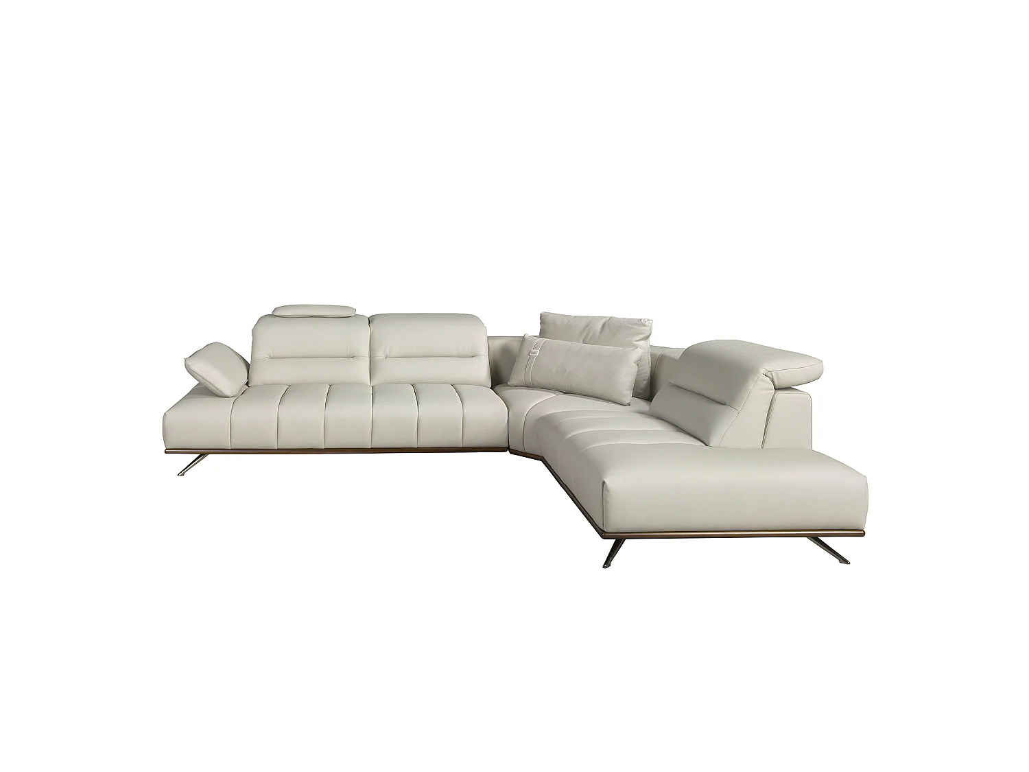 Rechtsseitiges Ecksofa aus hellgrauem Leder 6244 ANGEL CERDA