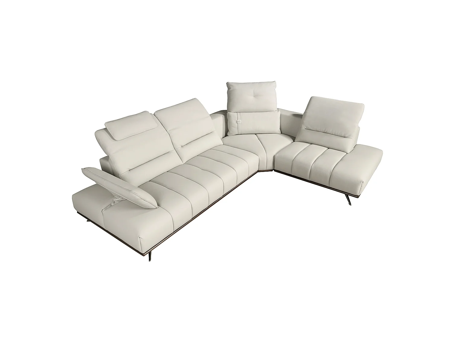 Rechtsseitiges Ecksofa aus hellgrauem Leder 6244 ANGEL CERDA