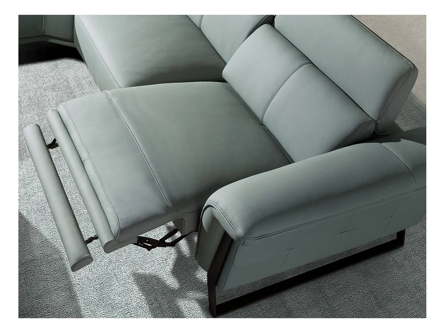 Relax-Ecksofa links in türkisgrünem Leder 6251 ANGEL CERDA