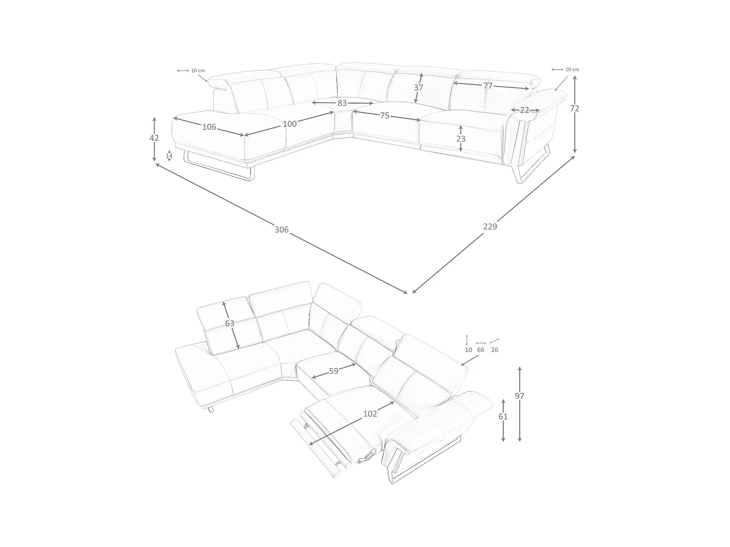 Relax-Ecksofa links in türkisgrünem Leder 6251 ANGEL CERDA