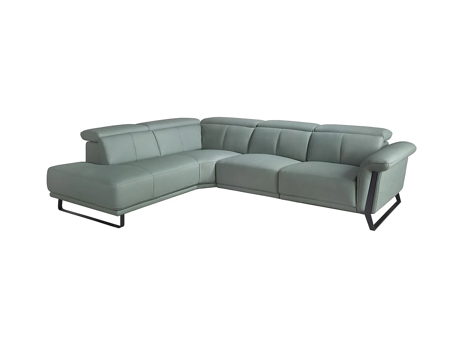 Canapé d'angle relax gauche en cuir vert turquoise