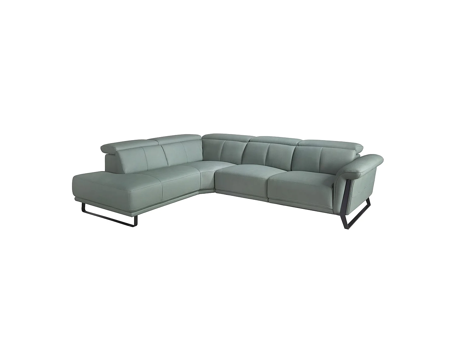 Canapé d'angle relax 5 places en cuir turquoise ANGEL