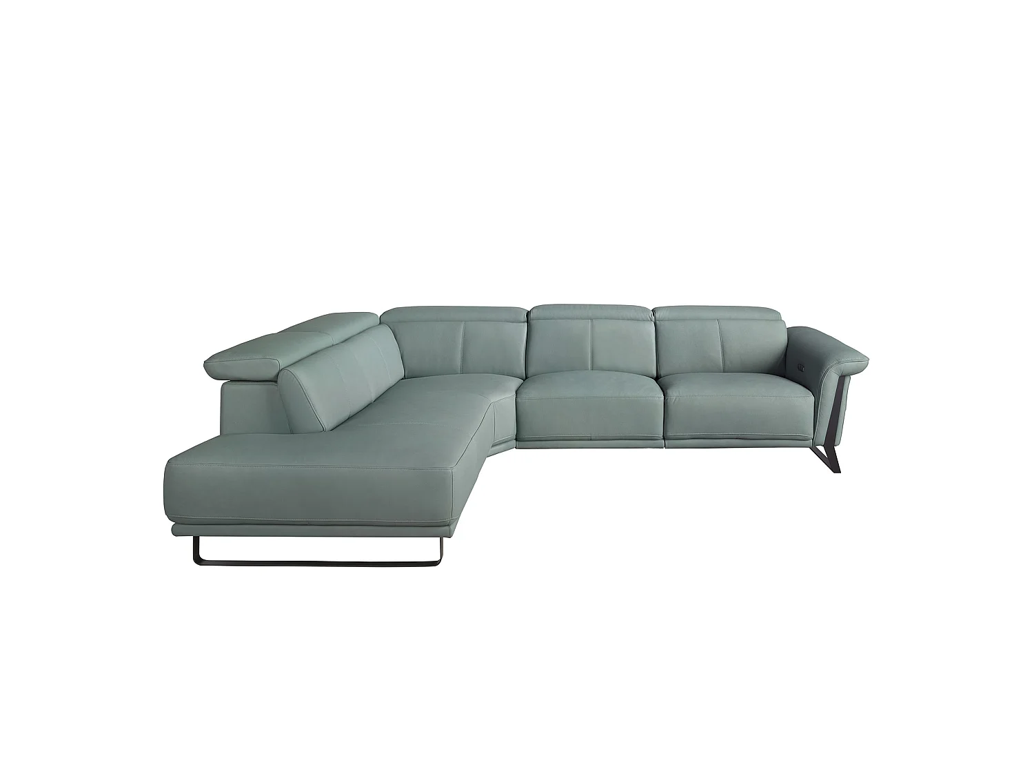Canapé d'angle relax 5 places en cuir turquoise ANGEL