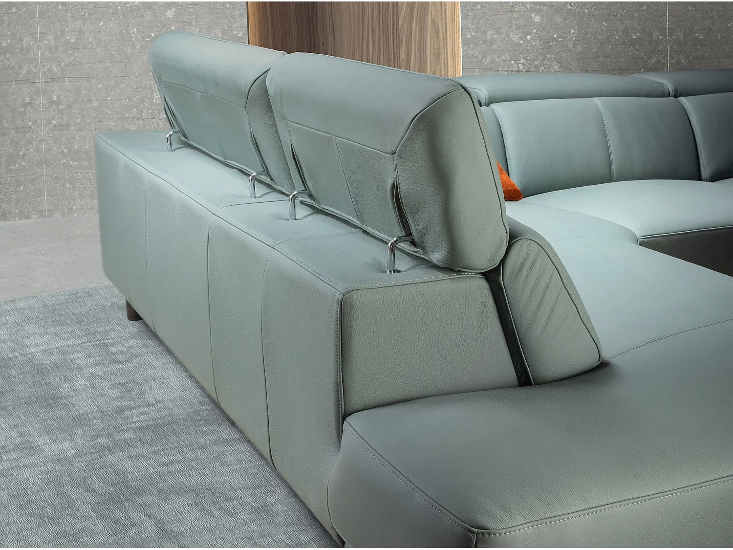 Canapé d'angle relax 5 places en cuir turquoise ANGEL