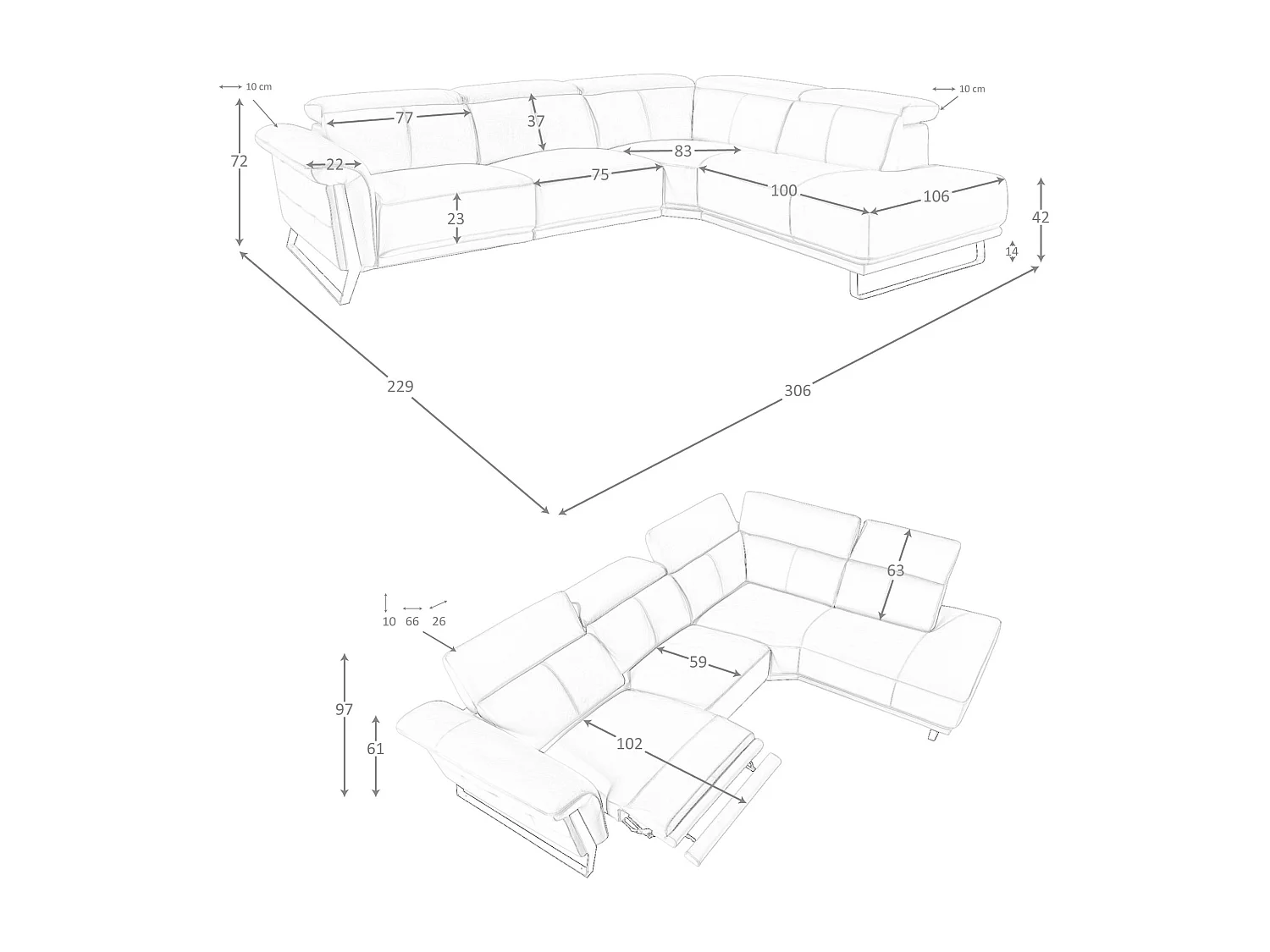 Canapé d'angle relax droite en cuir vert turquoise 6252 ANGEL CERDA