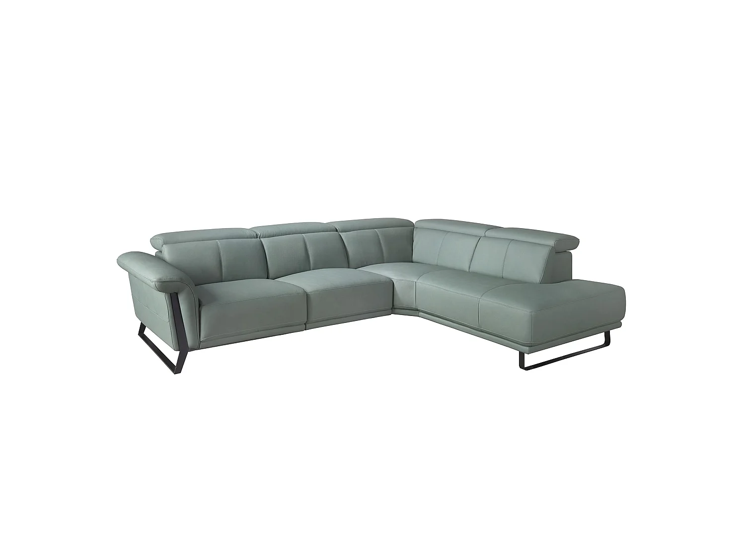 Canapé d'angle droit relax 5 places en cuir turquoise ANGEL