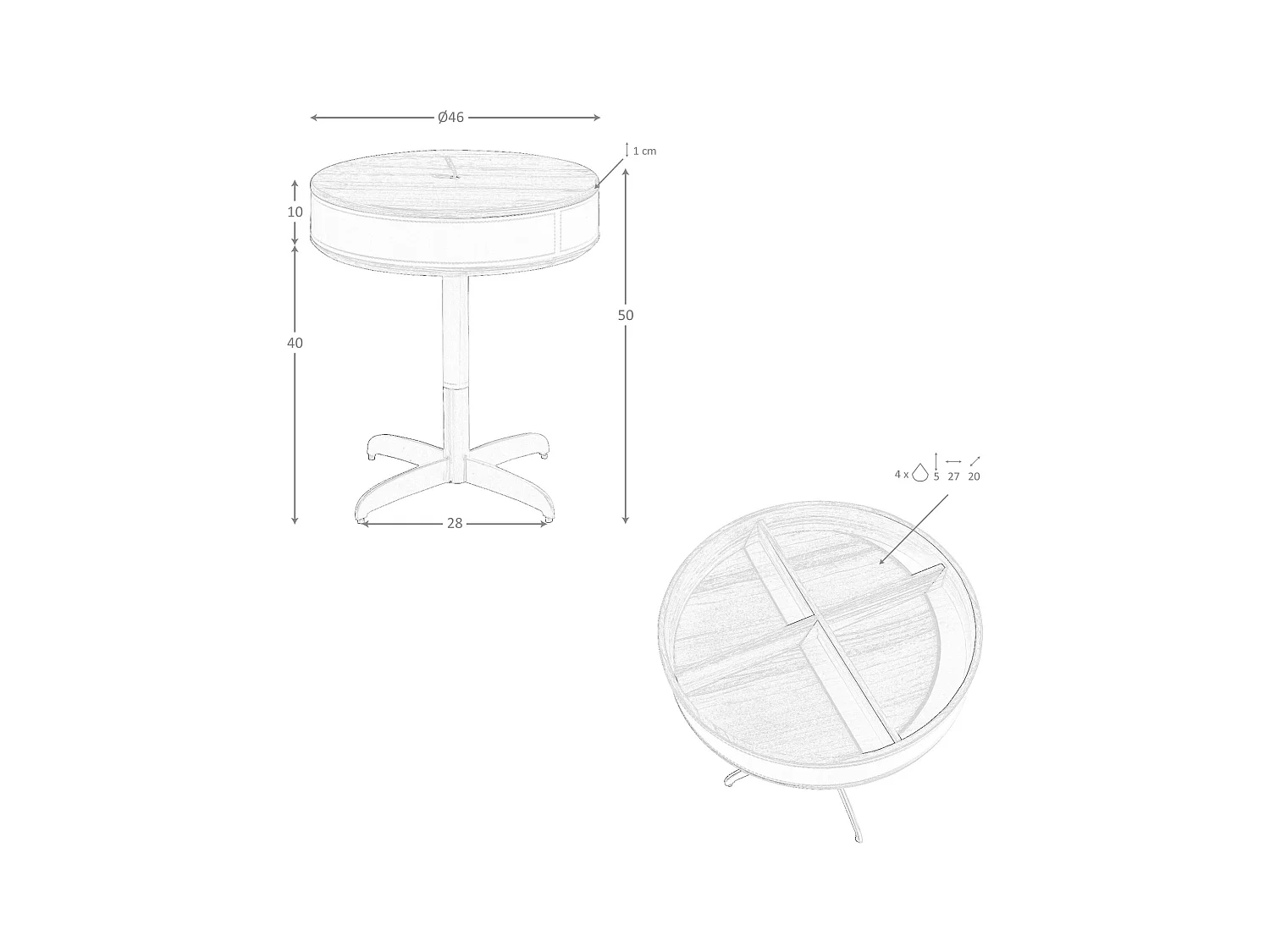 Runder Ecktisch Leder, Nussbaum und grauer Stahl 2156 ANGEL CERDA