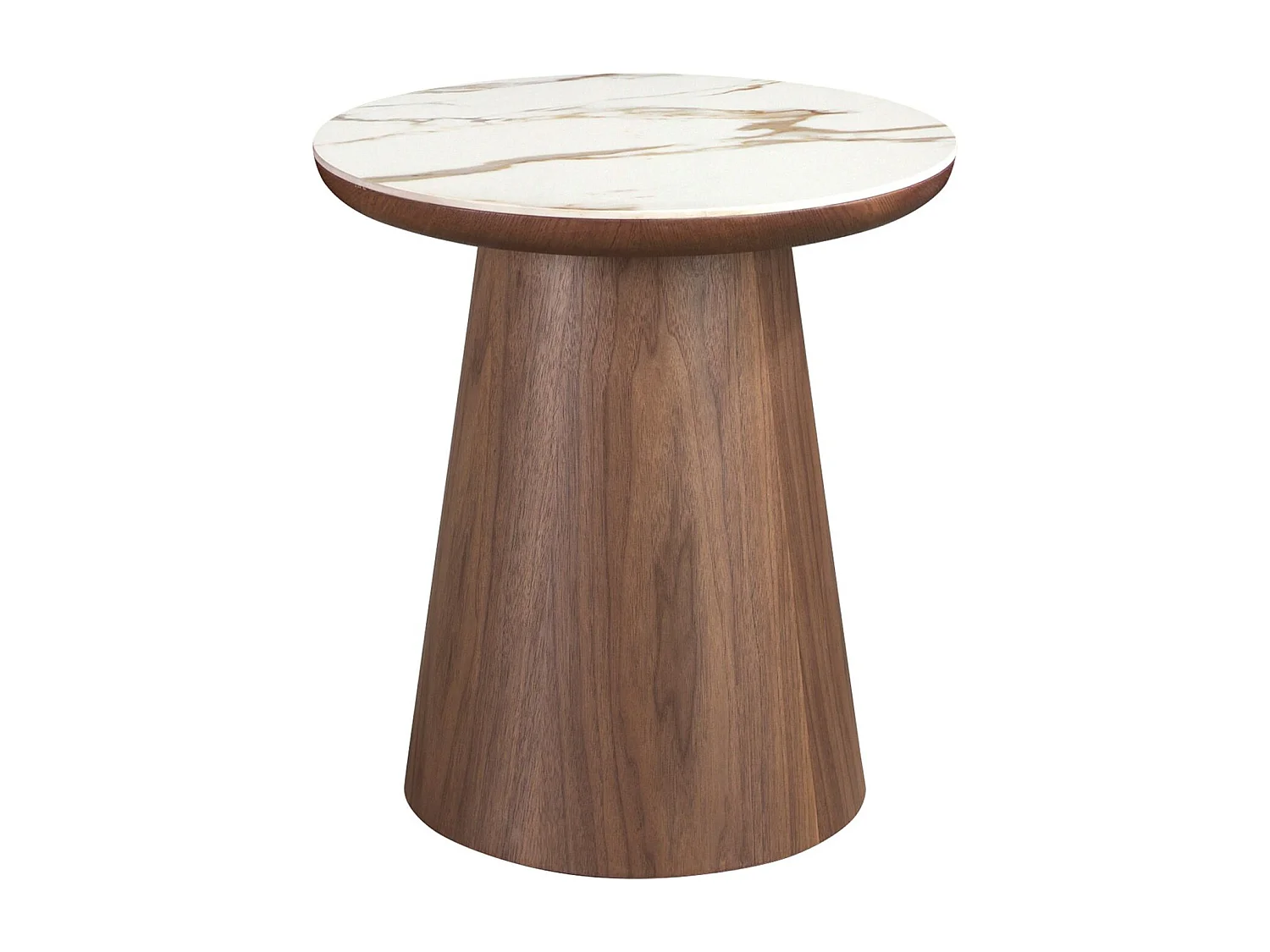 Porcelain marble and walnut round corner table 2159 ANGEL CERDA