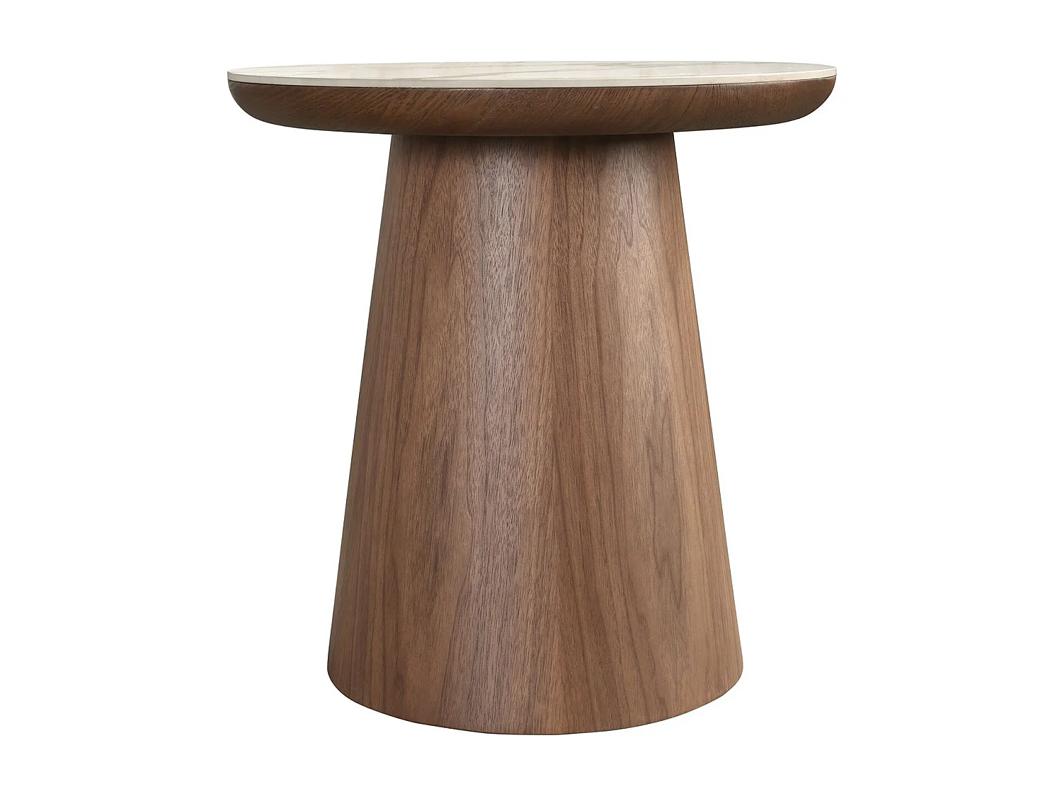 Porcelain marble and walnut round corner table 2159 ANGEL CERDA