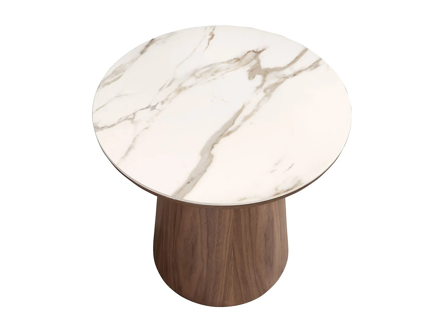 Porcelain marble and walnut round corner table 2159 ANGEL CERDA