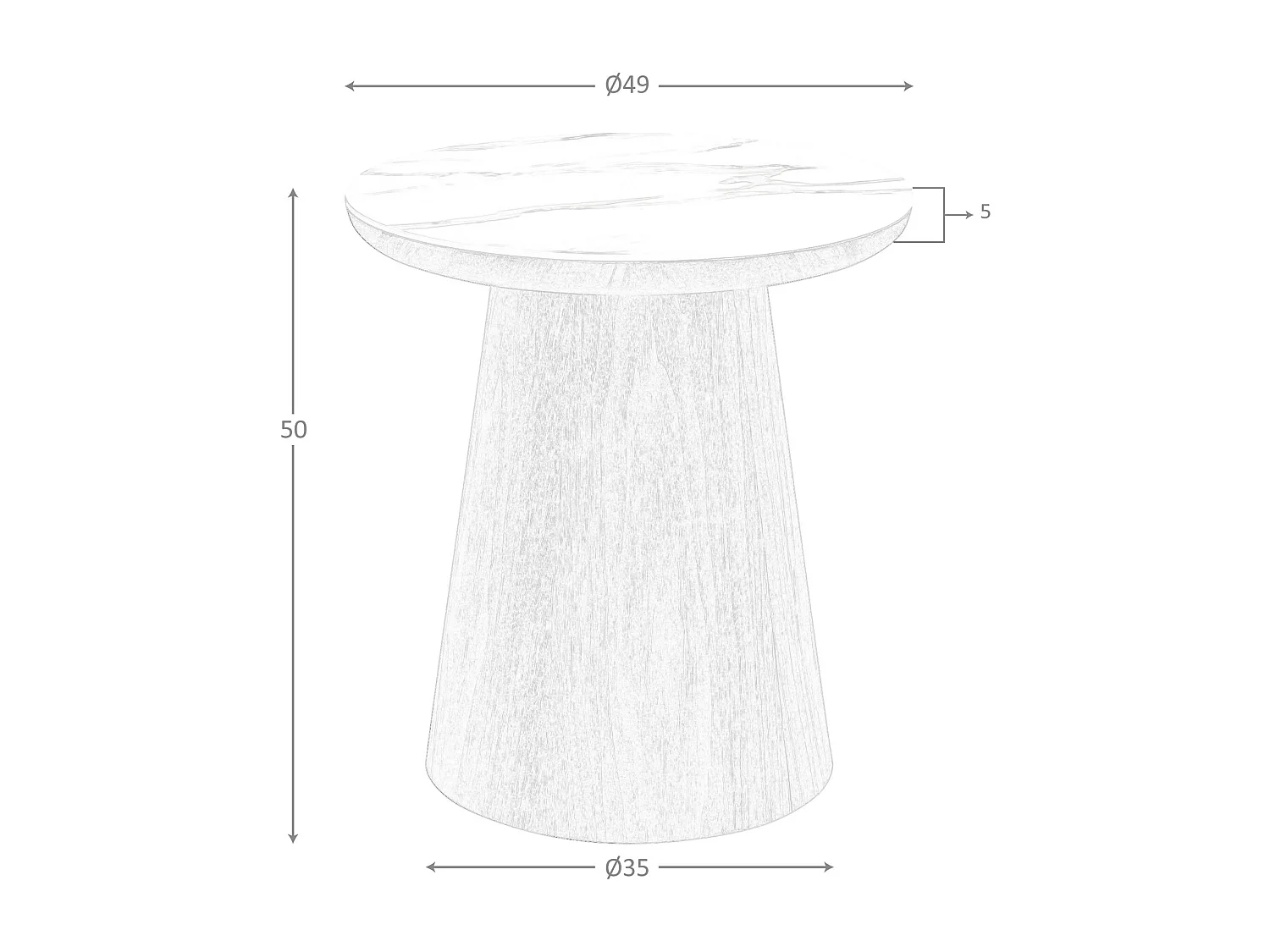 Porcelain marble and walnut round corner table 2159 ANGEL CERDA
