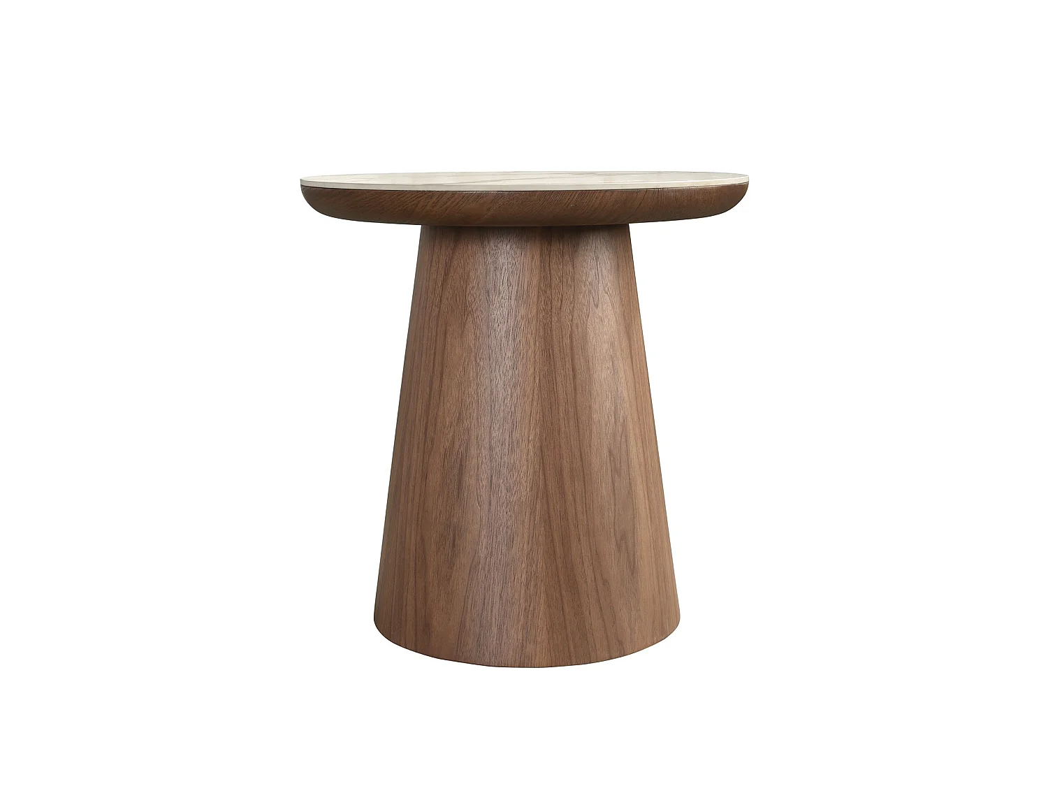 Table d'angle ronde en porcelaine et noyer 2159 ANGEL CERDA