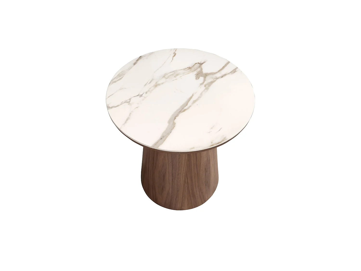 Table d'angle ronde en porcelaine et noyer 2159 ANGEL CERDA