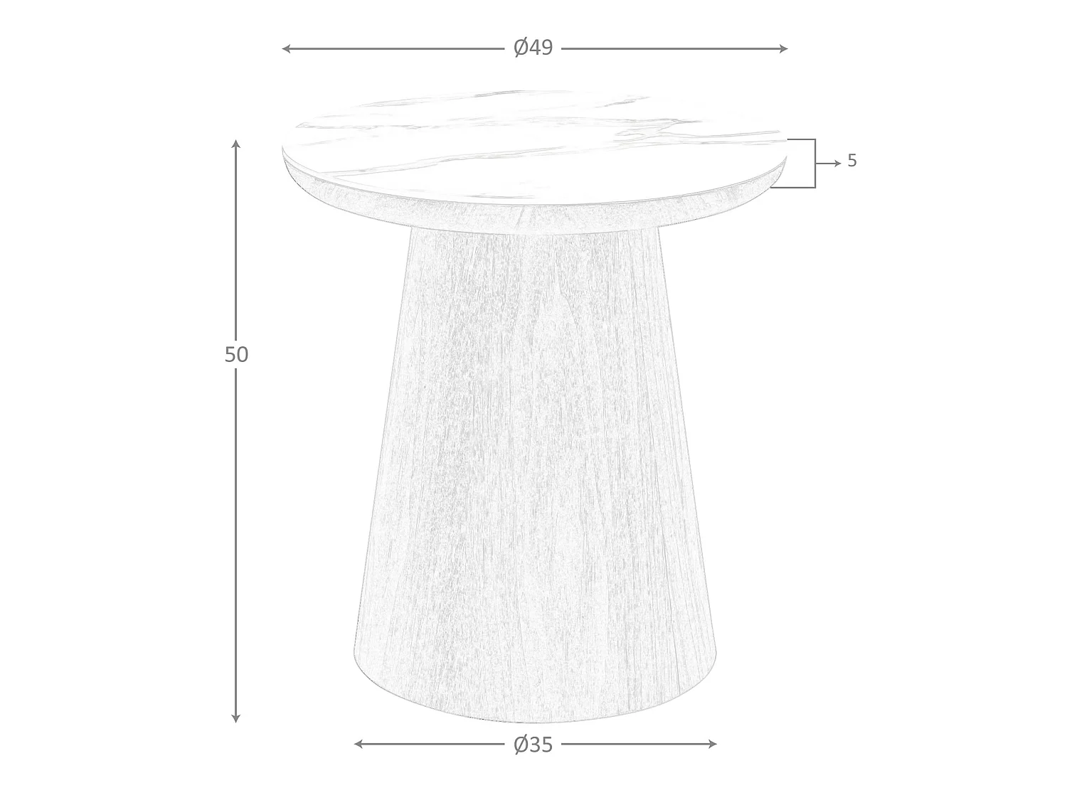 Table d'angle ronde en porcelaine et noyer 2159 ANGEL CERDA