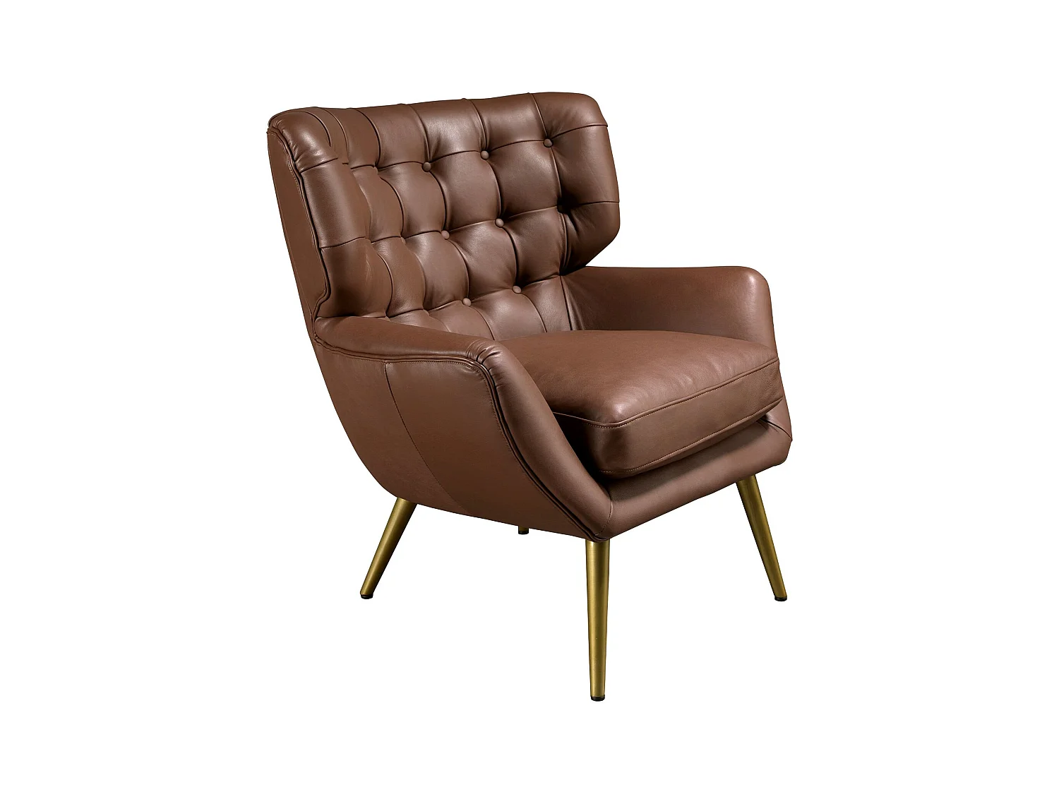 Poltrona Chester in pelle marrone scuro