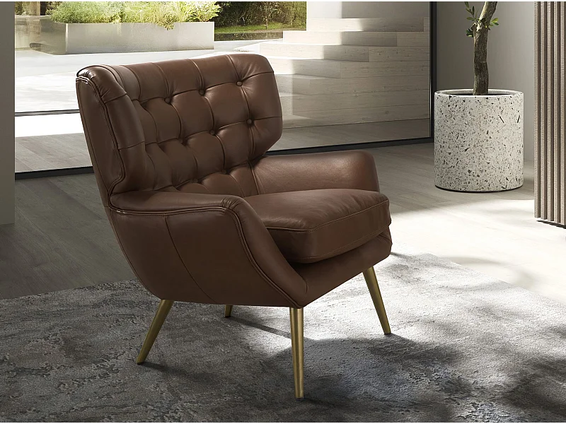Fauteuil Chester cuir marron foncé 5165 ANGEL CERDA
