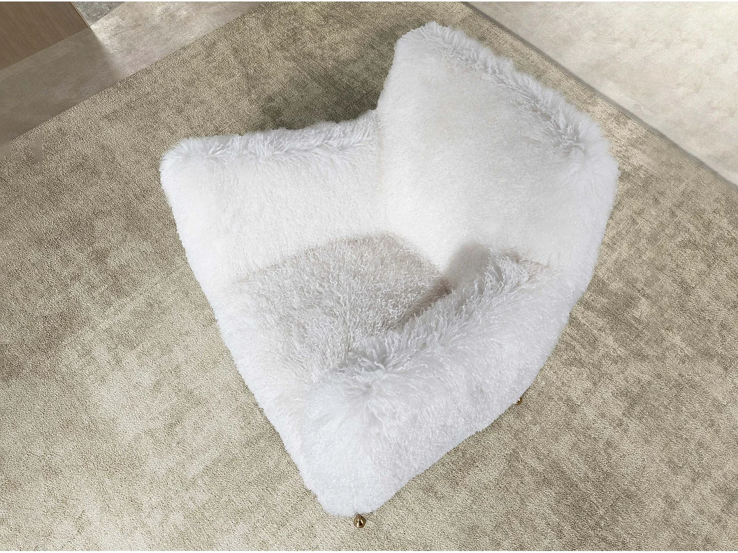 Fauteuil en tissu blanc à poils longs 5191 ANGEL CERDA