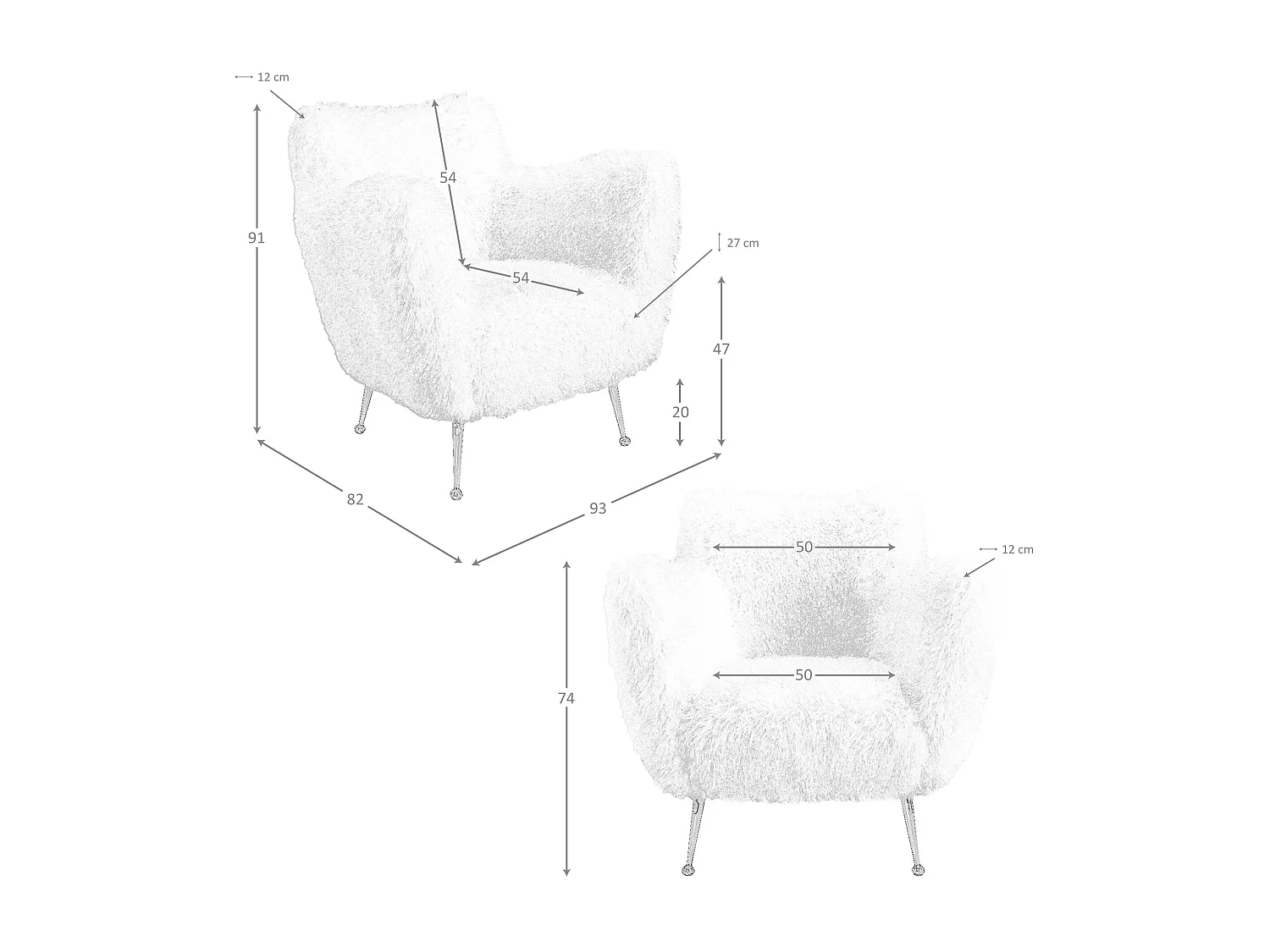 Fauteuil en tissu blanc à poils longs 5191 ANGEL CERDA