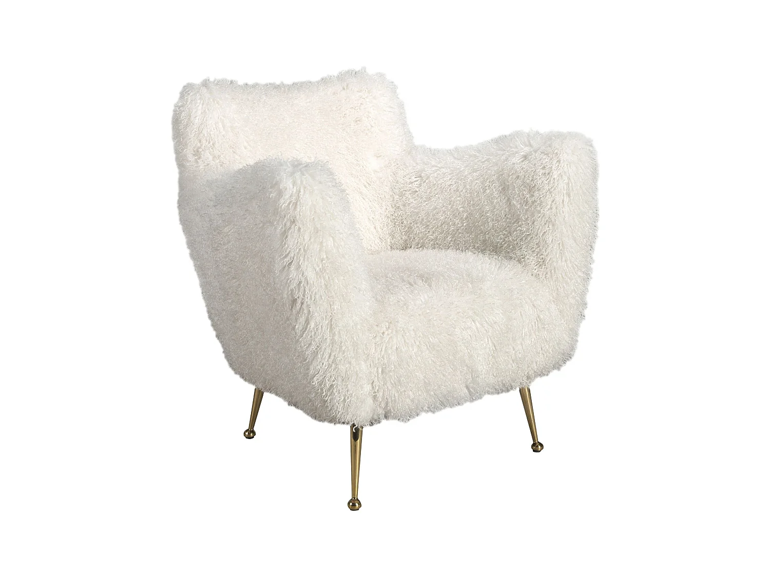 Sillón tela pelo largo blanco