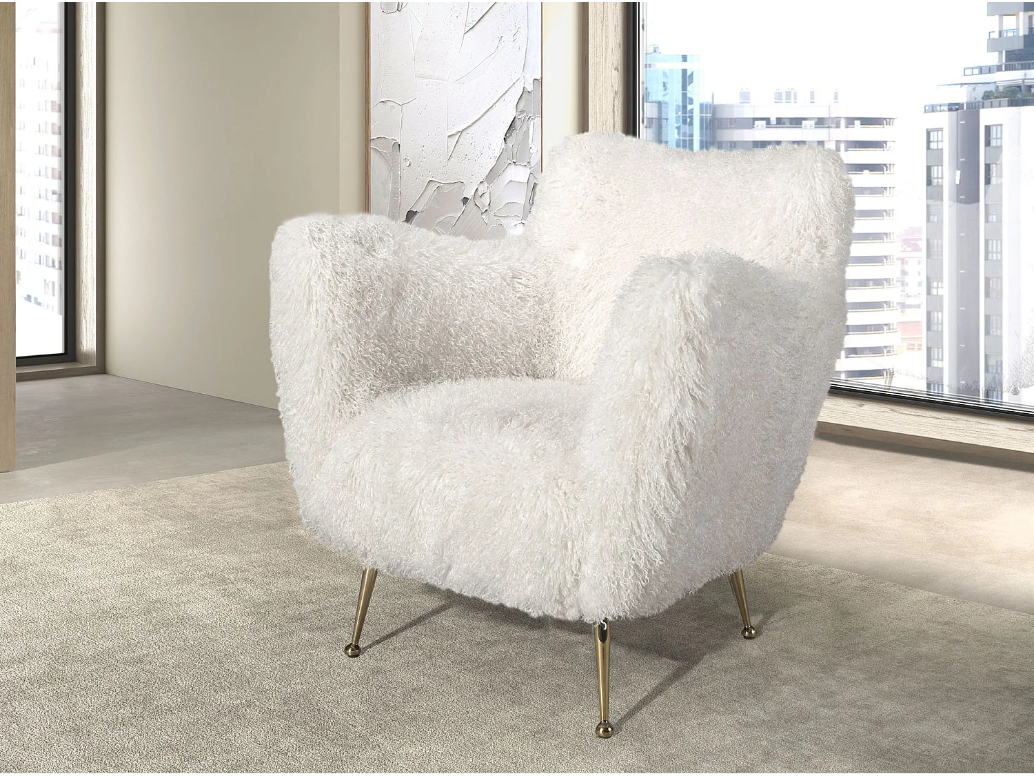 White long pile fabric armchair 5191 ANGEL CERDA