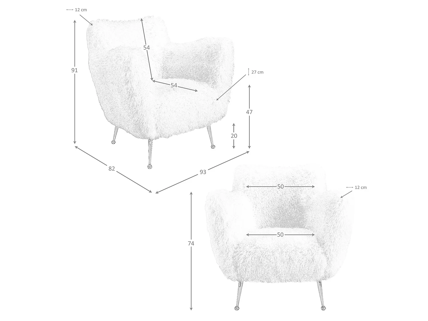 White long pile fabric armchair 5191 ANGEL CERDA