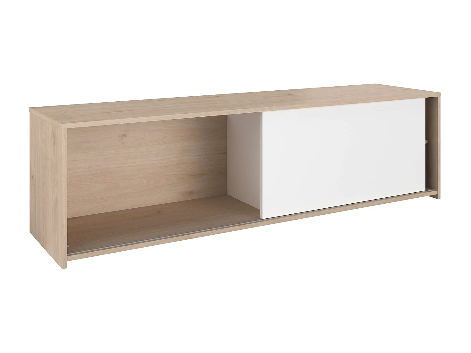 Meuble TV Trevo salon 1 porte coulissante Jackson chêne blanc 155x43x40 cm