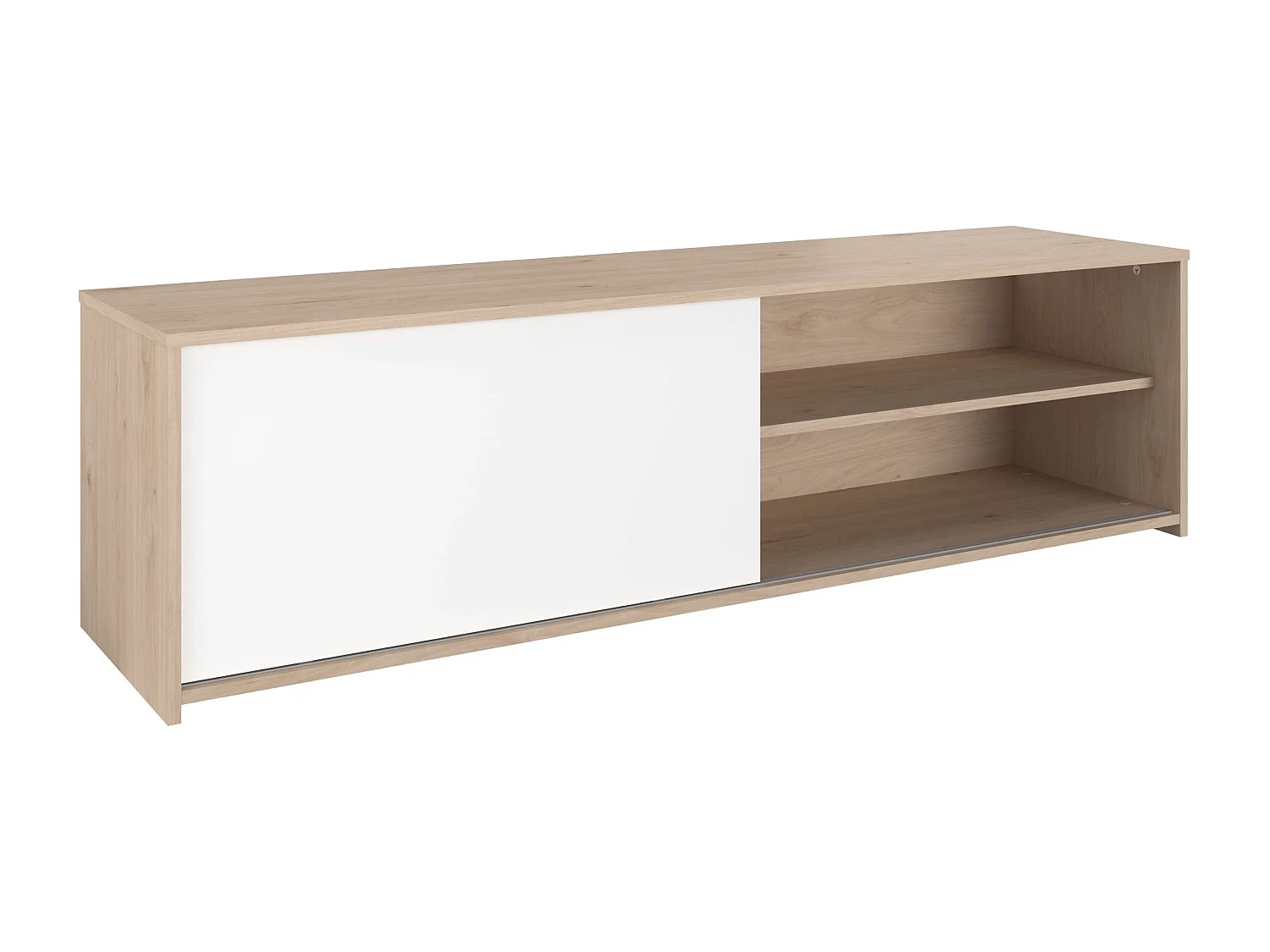 Meuble TV Trevo salon 1 porte coulissante Jackson chêne blanc 155x43x40 cm