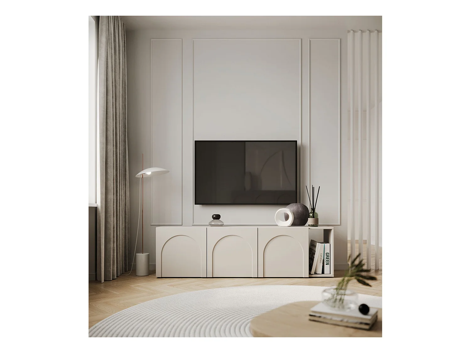 Meuble TV à 3 portes - 175 cm - gris cachemire - ARKADIA