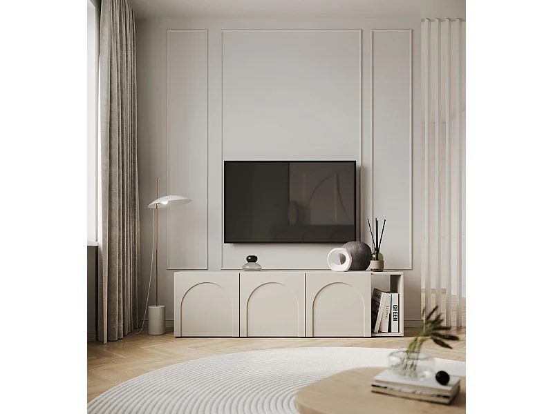 Meuble TV à 3 portes - 175 cm - gris cachemire - ARKADIA