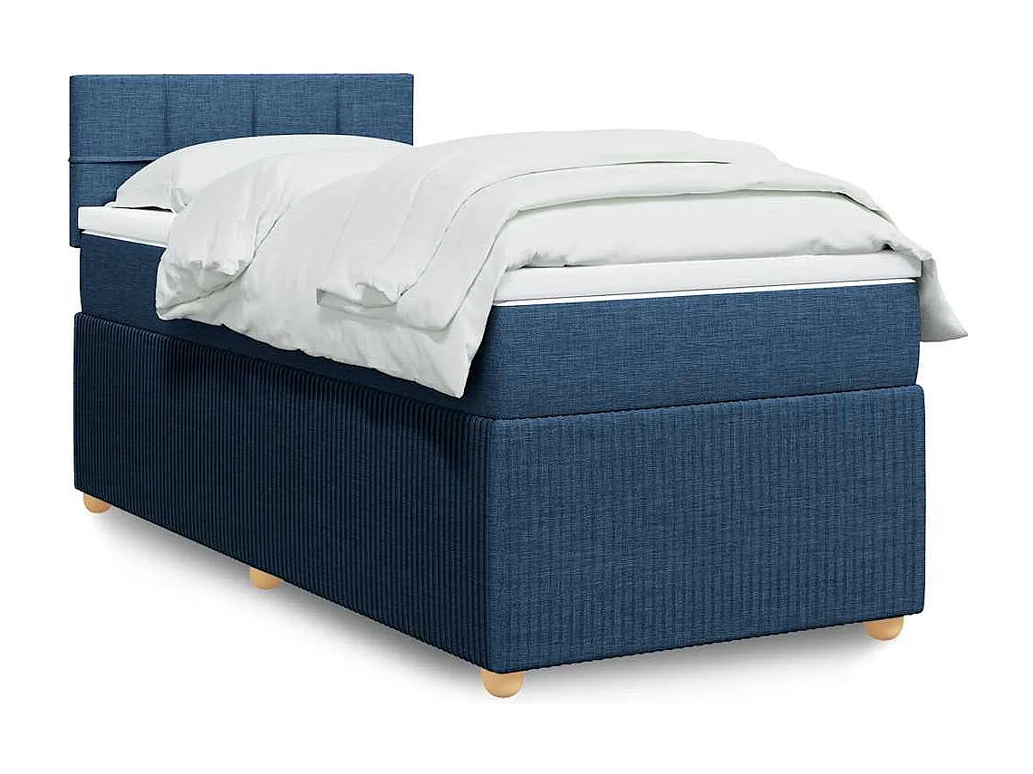 Einzelbett | Bettgestell | Boxspringbett mit Matratze Blau 80x200 cm Stoff SHL544099