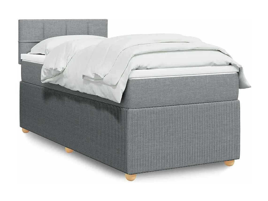 Einzelbett | Bettgestell | Boxspringbett mit Matratze Hellgrau 90x190 cm Stoff SHL322894