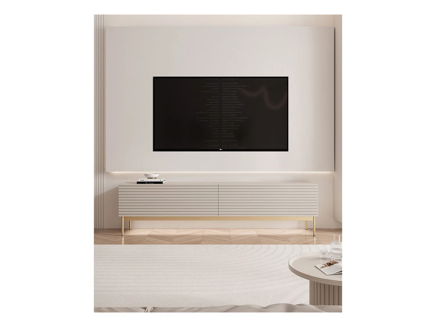 Meuble TV à 2 portes avec LED – 175 cm – gris cachemire – LINEARIS