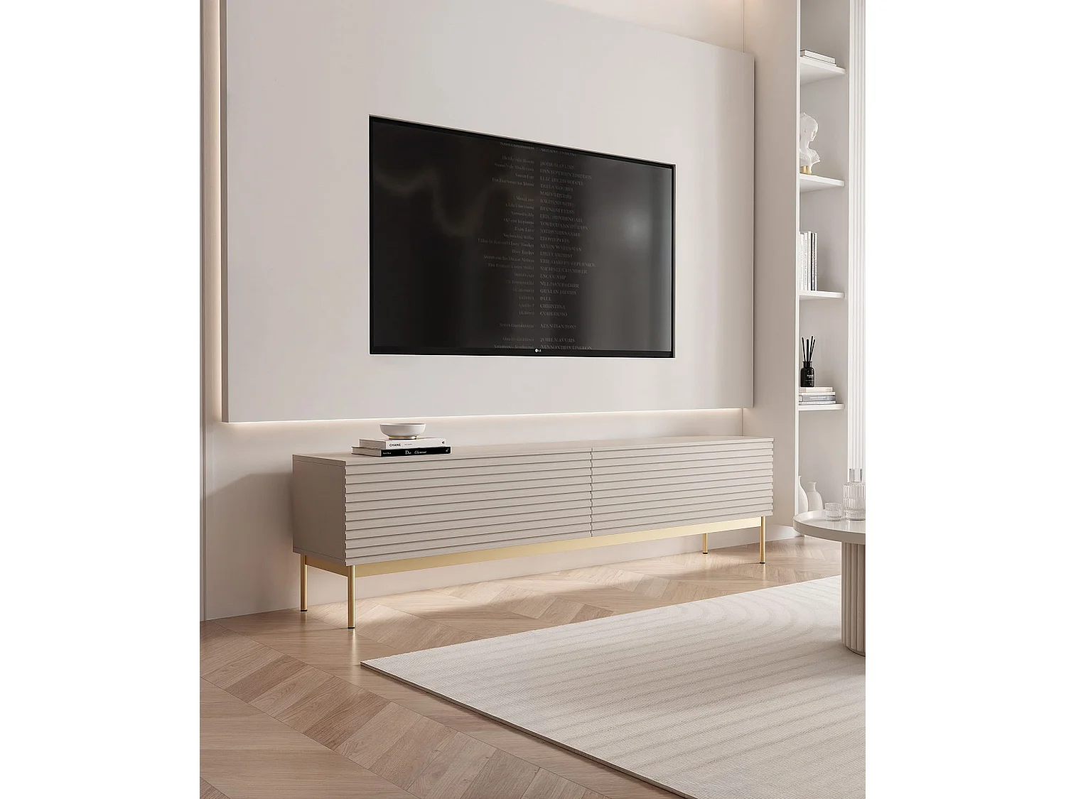 Meuble TV à 2 portes avec LED – 175 cm – gris cachemire – LINEARIS