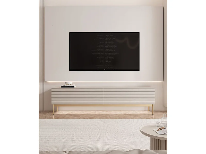 Meuble TV à 2 portes avec LED – 175 cm – gris cachemire – LINEARIS