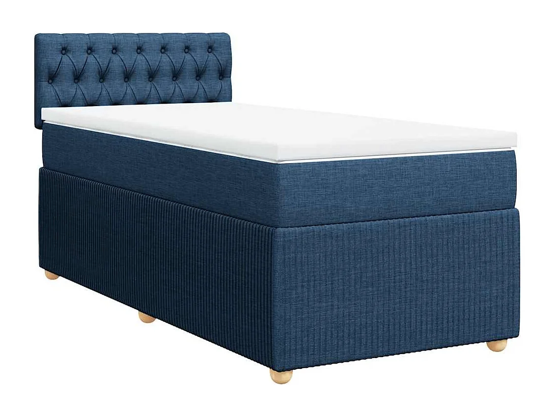 Einzelbett | Bettgestell | Boxspringbett mit Matratze Blau 100x200 cm Stoff SHL24900
