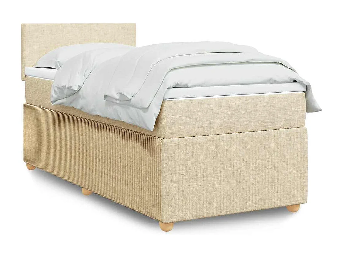 Einzelbett | Bettgestell | Boxspringbett mit Matratze Creme 100x200 cm Stoff SHL521056