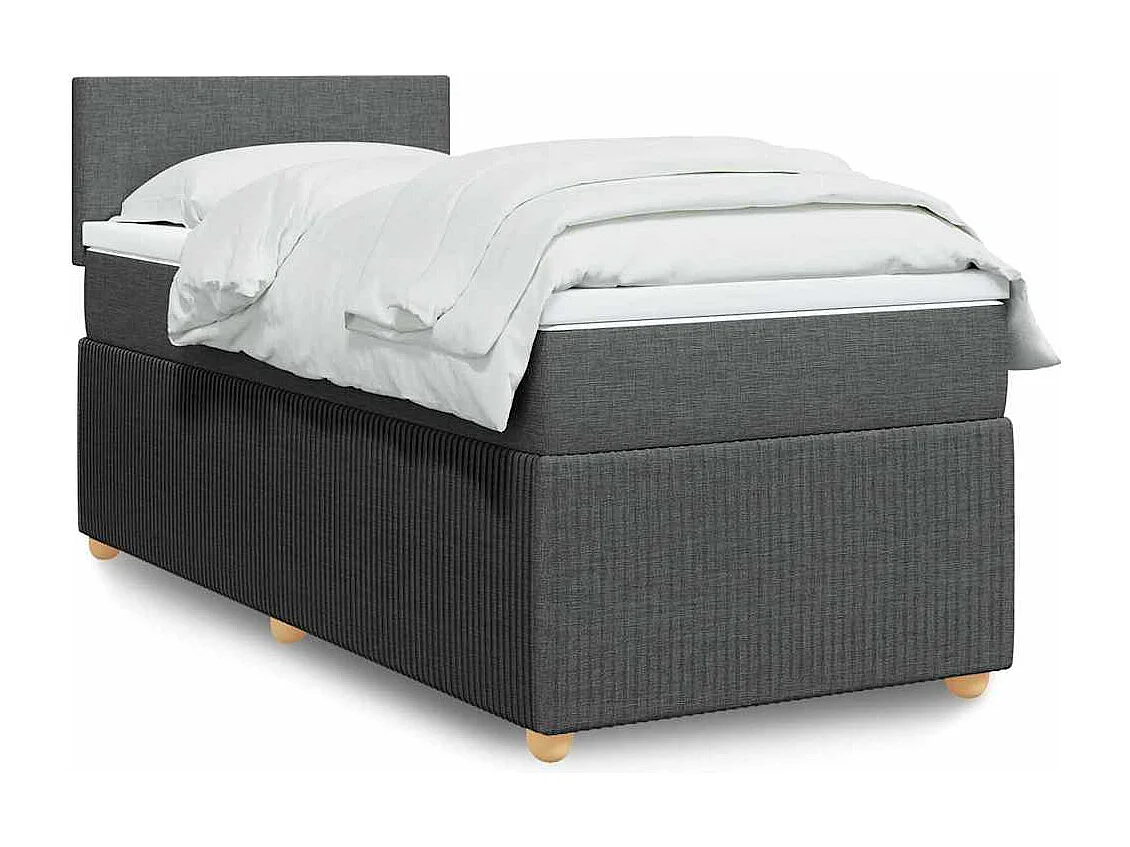 Einzelbett | Bettgestell | Boxspringbett mit Matratze Dunkelgrau 90x200 cm Stoff SHL490100