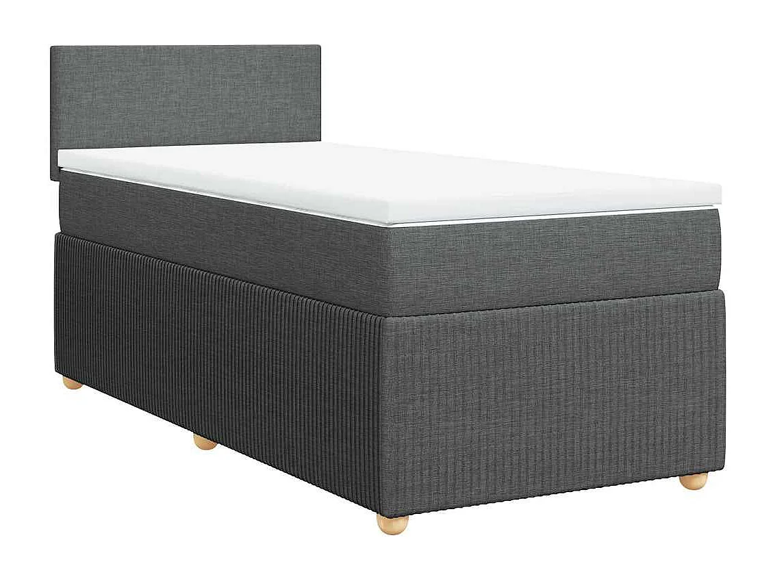 Einzelbett | Bettgestell | Boxspringbett mit Matratze Dunkelgrau 90x200 cm Stoff SHL490100