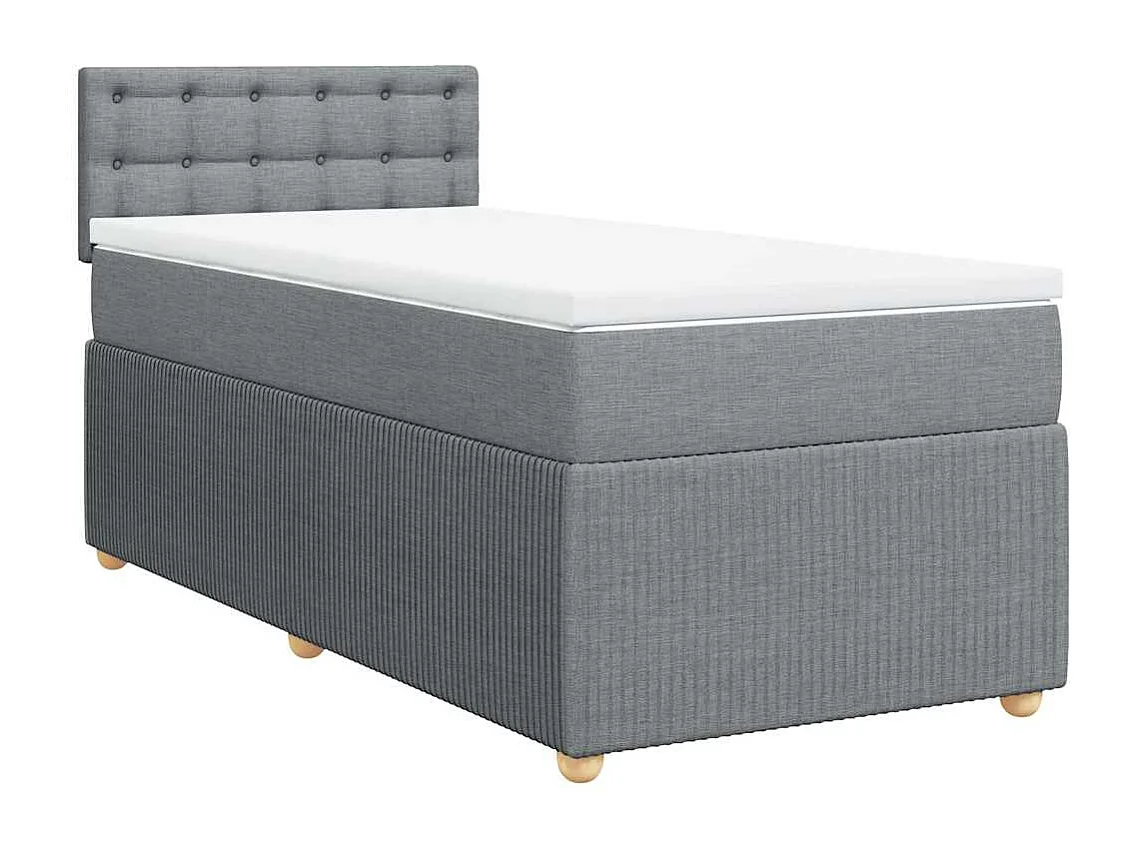 Einzelbett | Bettgestell | Boxspringbett mit Matratze Hellgrau 100x200 cm Stoff SHL801247