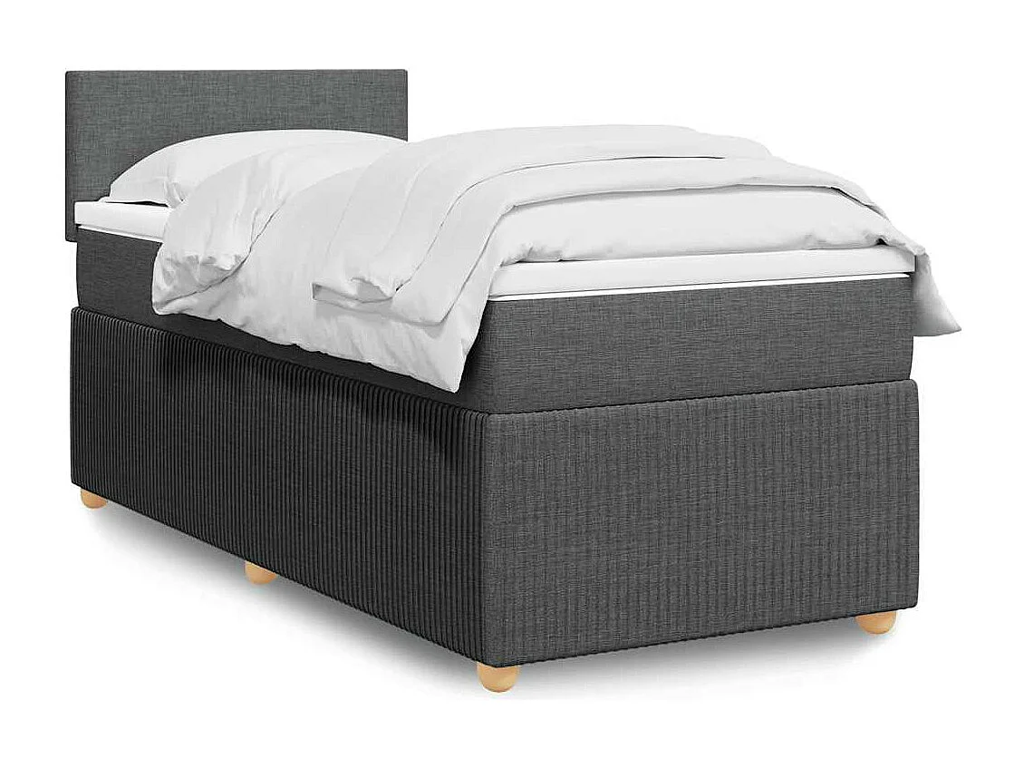 Einzelbett | Bettgestell | Boxspringbett mit Matratze Dunkelgrau 80x200 cm Stoff SHL5276