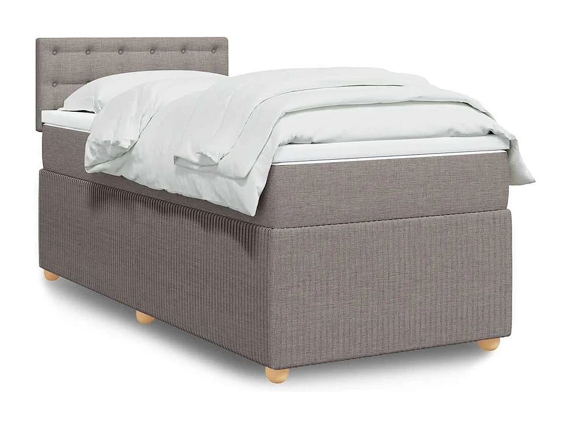 Einzelbett | Bettgestell | Boxspringbett mit Matratze Taupe 90x200 cm Stoff SHL205228
