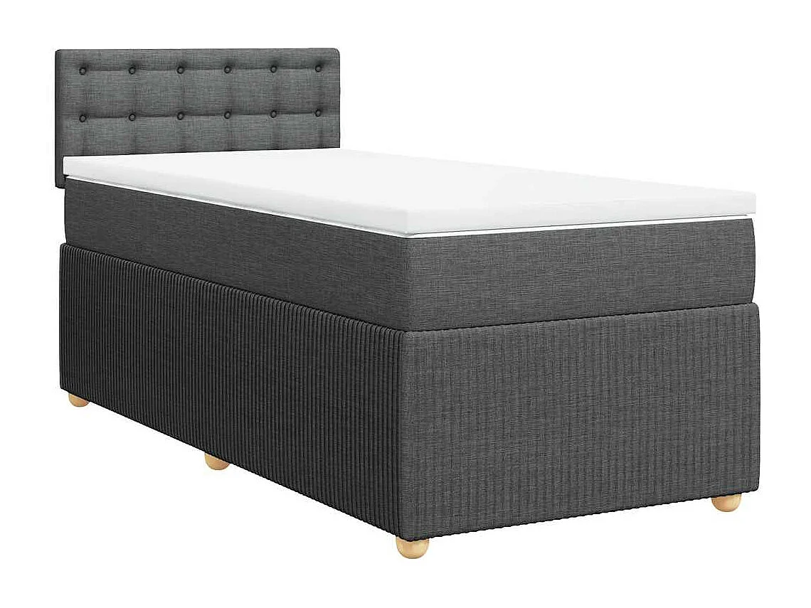 Einzelbett | Bettgestell | Boxspringbett mit Matratze Dunkelgrau 80x200 cm Stoff SHL739992