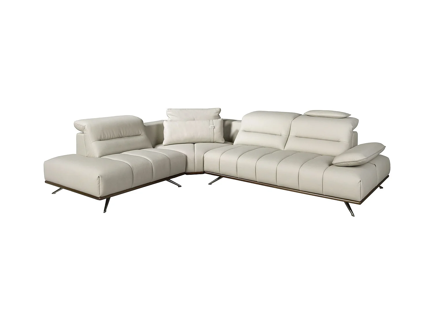 Sofá chaise longue izquierda piel gris claro