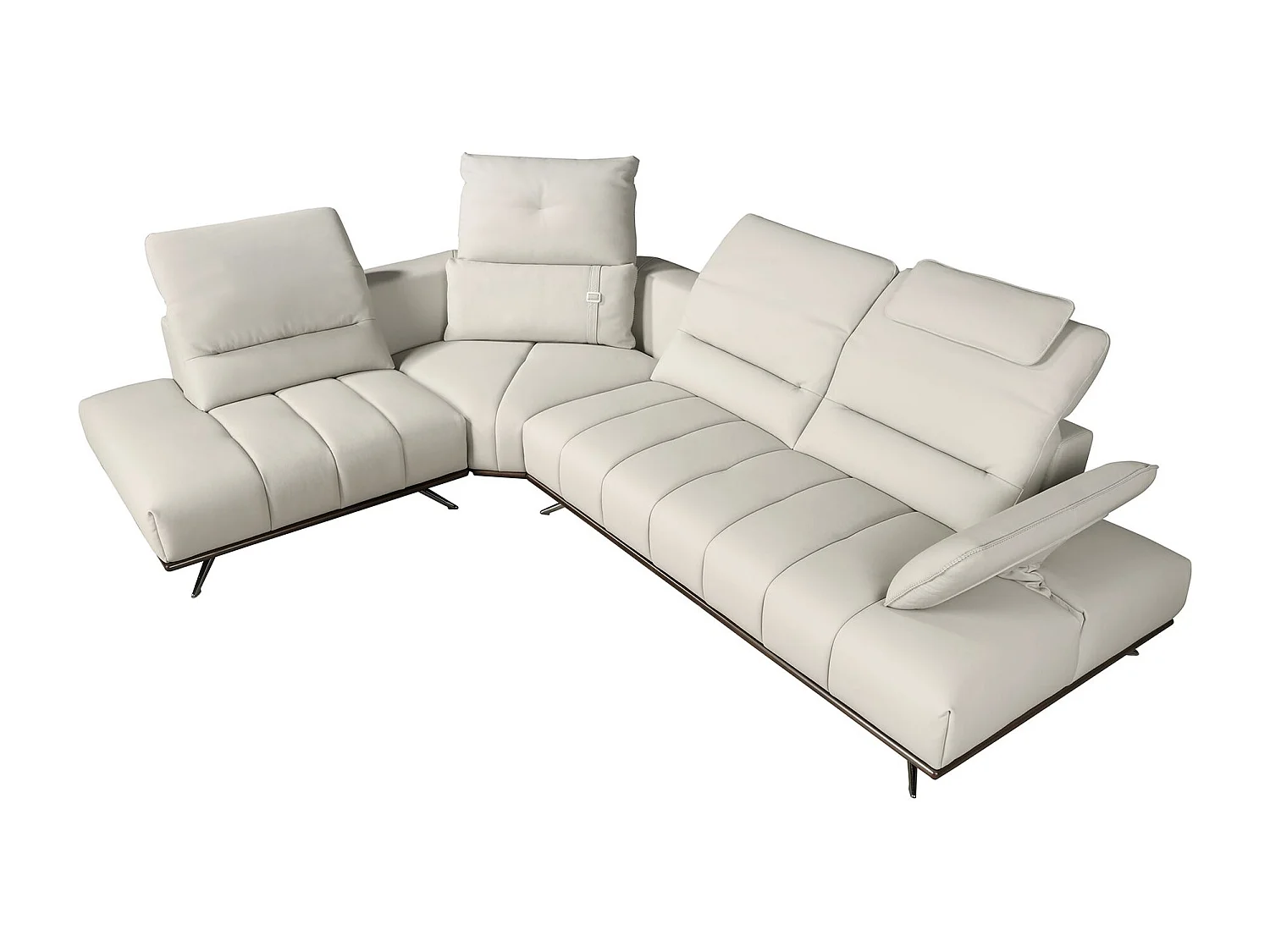 Linker chaise longue bank in lichtgrijs leer 6243 ANGEL CERDA