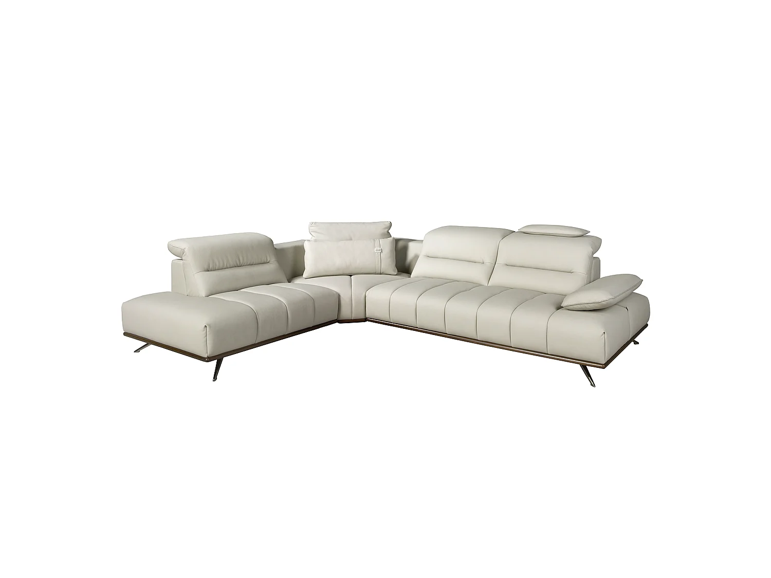 Linksseitiges Ecksofa aus hellgrauem Leder 6243 ANGEL CERDA
