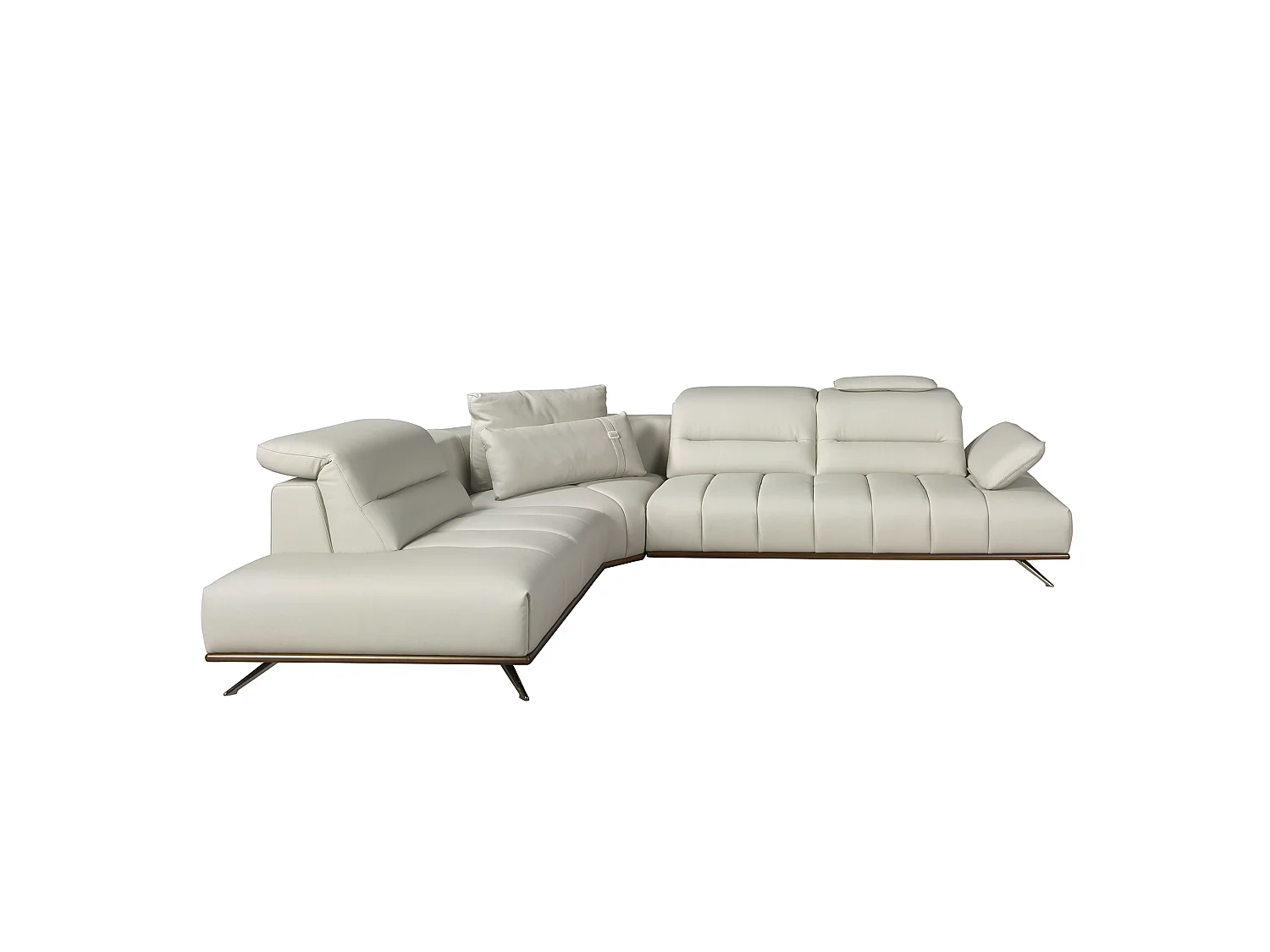 Linksseitiges Ecksofa aus hellgrauem Leder 6243 ANGEL CERDA
