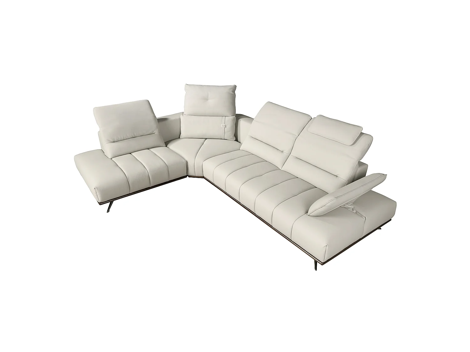 Linksseitiges Ecksofa aus hellgrauem Leder 6243 ANGEL CERDA