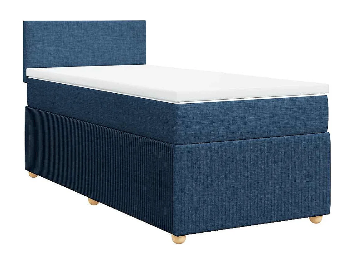 Lit simple-Sommier à lattes de lit avec matelas Bleu 90x190 cm Tissu
