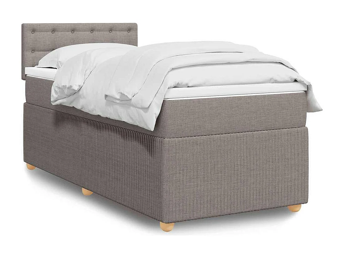 Cama individual | Cama para adultos | Cama box spring con colchón tela gris taupe 100x200 cm SHL52477