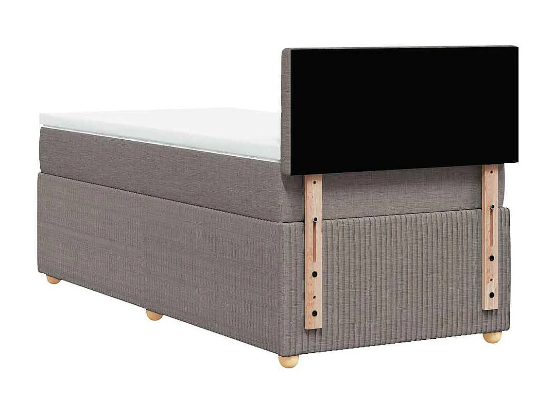 Cama individual | Cama para adultos | Cama box spring con colchón tela gris taupe 100x200 cm SHL52477